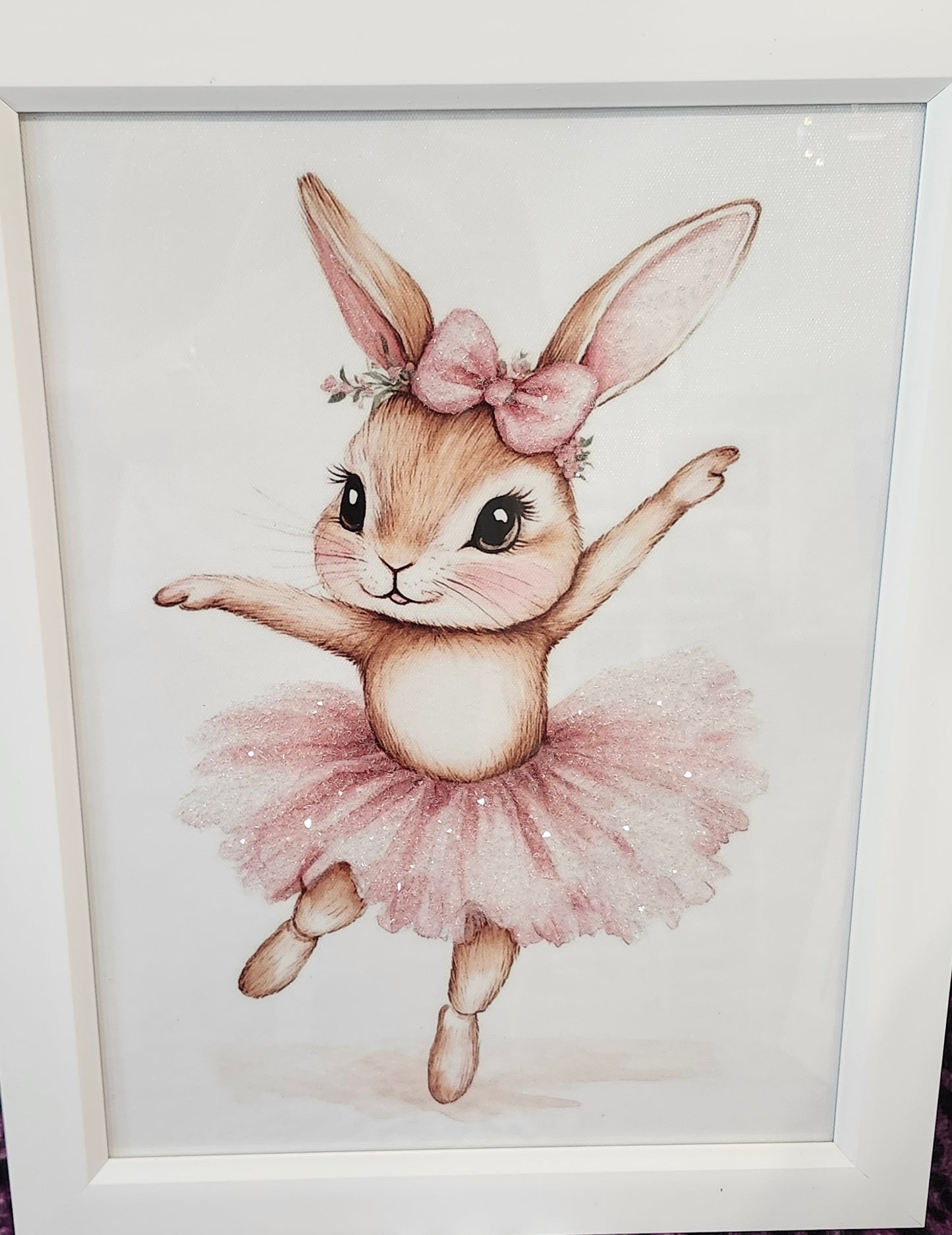 Sparkling Ballerina Bunnies on Canvas 12x16 Framed