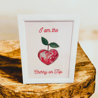 Sparkling Cherry on Top 12x16 framed