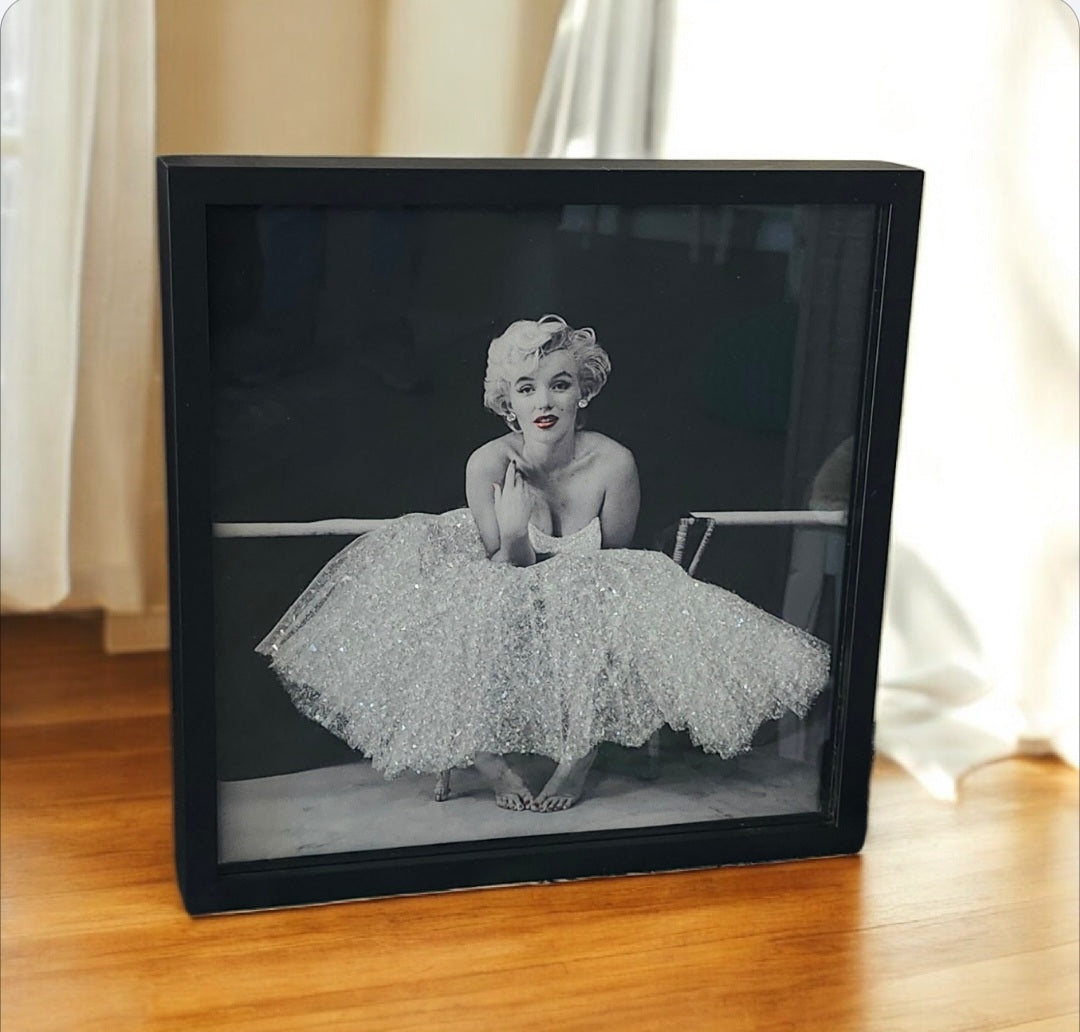 Sparkling Marilyn Monroe 12x12 Canvas Framed in Shadowbox