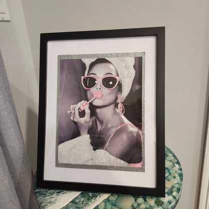 Sparkling Audrey Hepburn 11x14 matted and framed