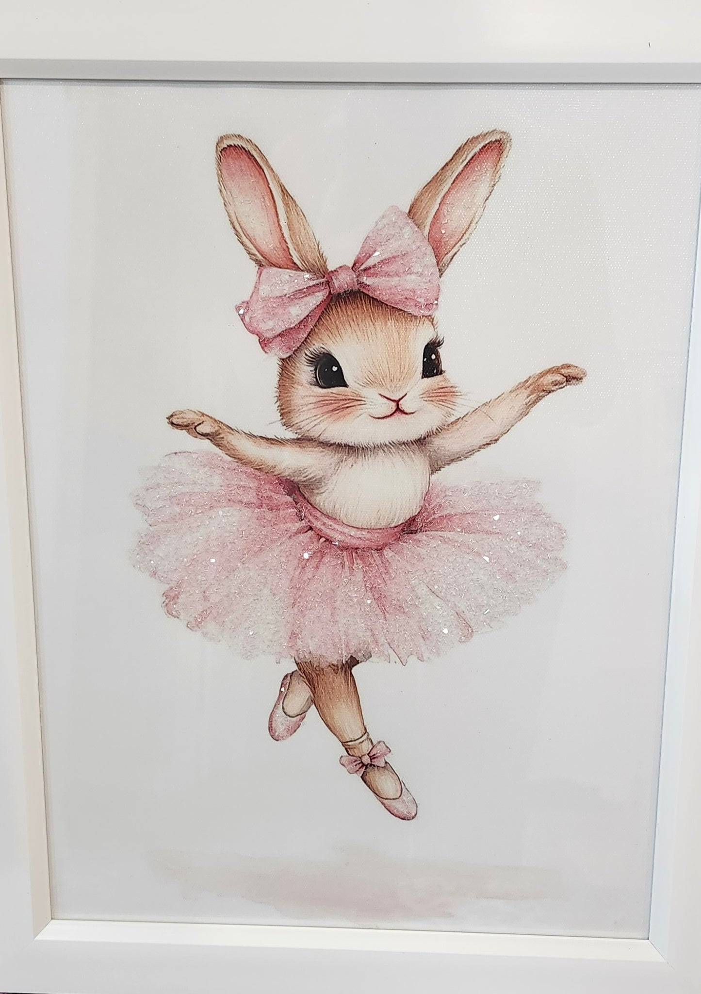 Sparkling Ballerina Bunnies on Canvas 12x16 Framed