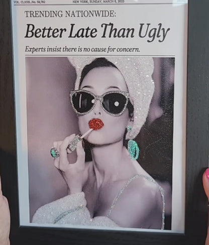 Sparkling Newspaper Art Print on Canvas Framed 8x12