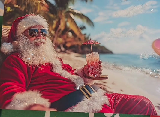 Sparkling Santa on the Beach Framed 5x7
