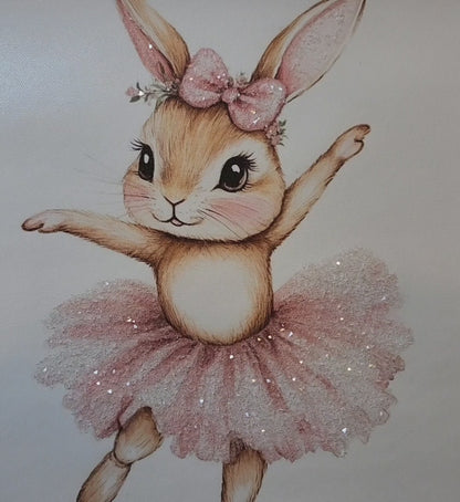 Sparkling Ballerina Bunnies on Canvas 12x16 Framed