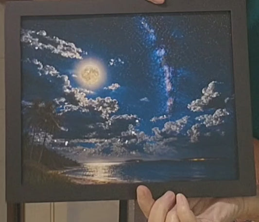 Sparkling Moonlight on the Water Fun and Fashion Wall Art Print 8x10 Framed