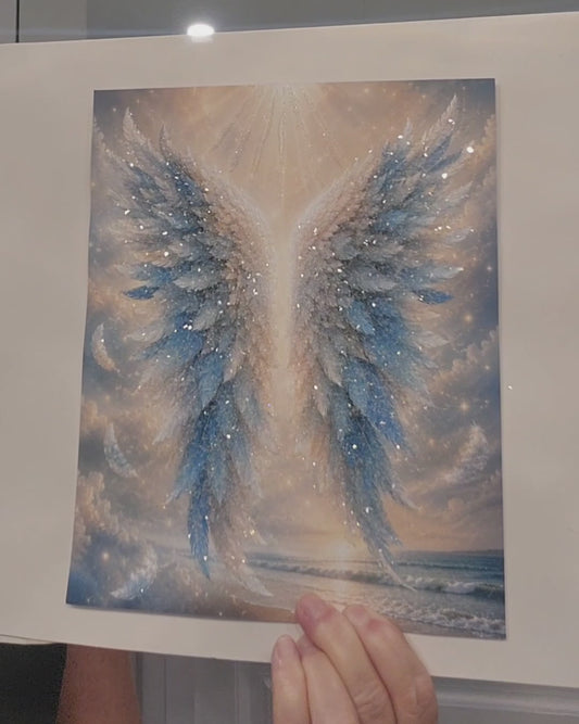 Sparkling Wings Blue Fun and Fashion Wall Art Print 8x10 Framed