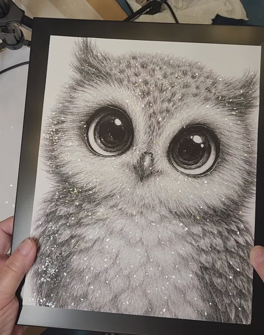 Sparkling Owl Fun and Fashion Wall Art Print 8x10 Framed