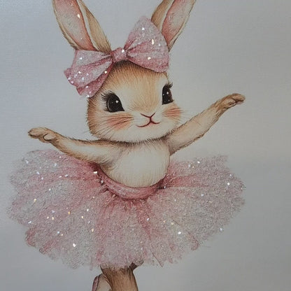 Sparkling Ballerina Bunnies on Canvas 12x16 Framed