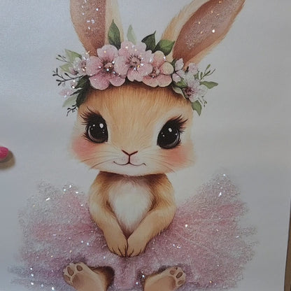 Sparkling Ballerina Bunnies on Canvas 12x16 Framed