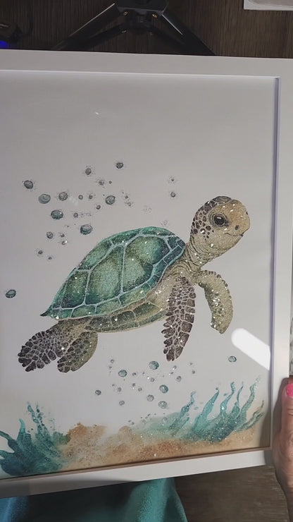 Sparkling Turtle 12x16 Framed