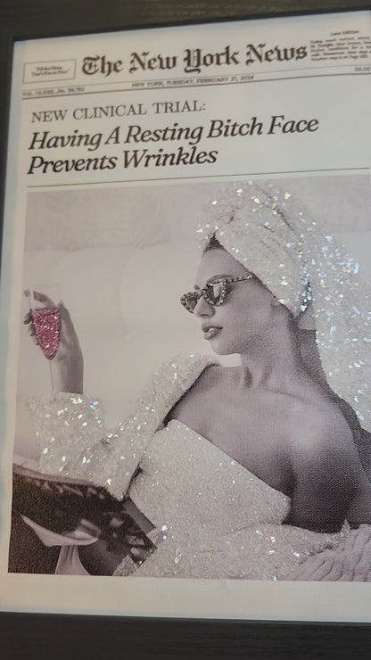Sparkling Newspaper Art Print on Canvas Framed 8x12