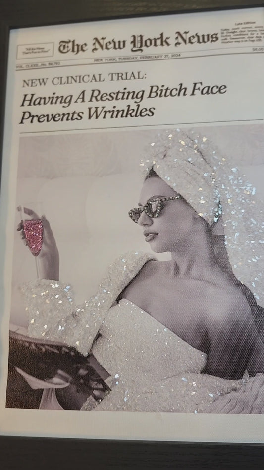 Sparkling Newspaper Art Print on Canvas Framed 8x12